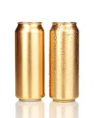 Canvas Print - golden cans isolated on white