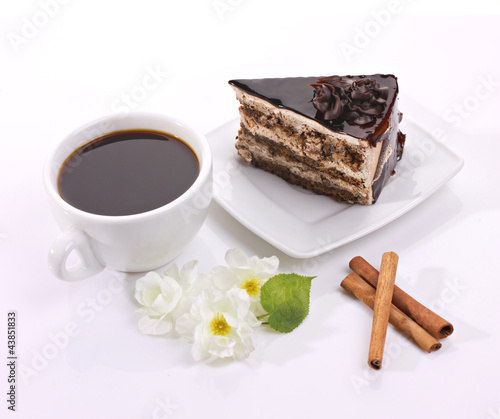 Nowoczesny obraz na płótnie Czekoladowe ciasto i kawa