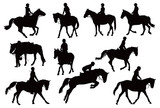 Ten horses with riders