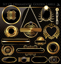 Vector Set Of Black Gold - Framed Labels
