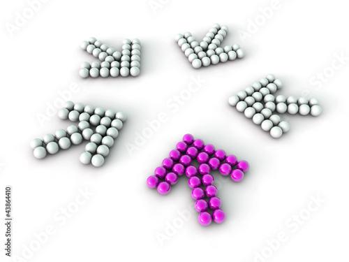 Individuality arrows 3d render illustration