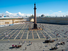 Alexander Column On Palace Square In St. Petersburg