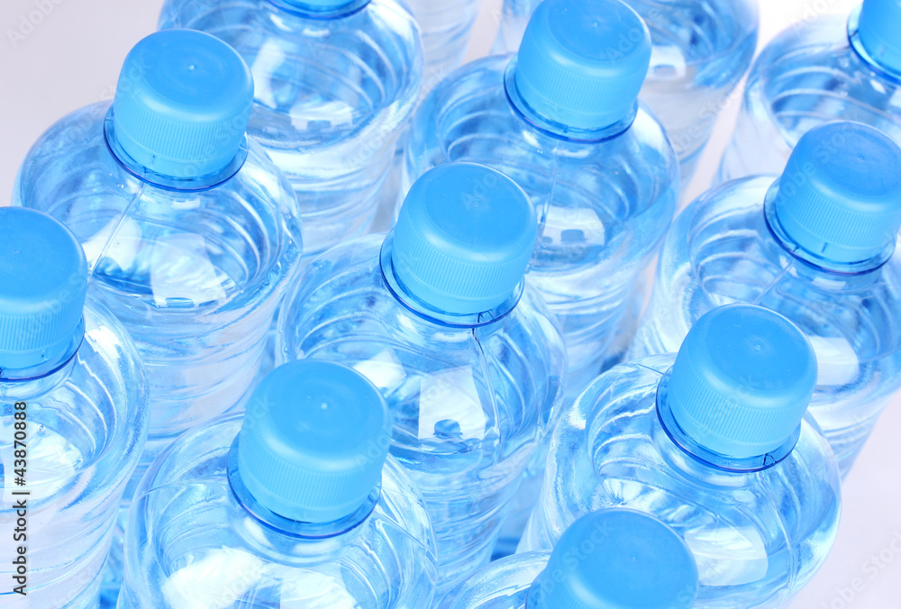 plastic bottles of water close-up