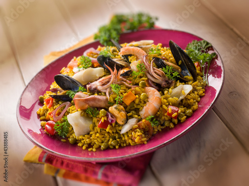 Board z aluminiowym obramowaniem Traditonal paella rybna