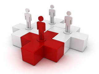 Fototapete - Red leadership and different concept