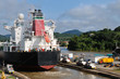 Ship passes through the Panama Channel Locks