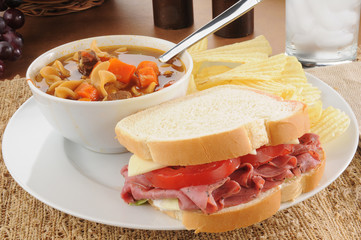 Sticker - Pastrami sandwich with vegetable beef soup