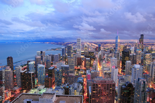 Fotoboard na płycie Panorama panoramę Chicago z lotu ptaka