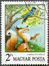 HUNGARY - 1987: Shows The Fox And The Crow, Aesop’s Fables