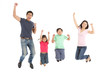 © Monkey Business - Studio Shot Of Chinese Family Jumping In Air