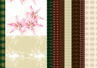 Poster - Collection of scrapbooking set or seamless wallpaper set