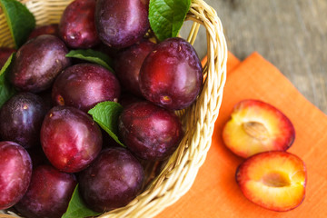 Canvas Print - Plums on table