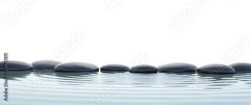 Naklejka dekoracyjna Zen stones in water on widescreen