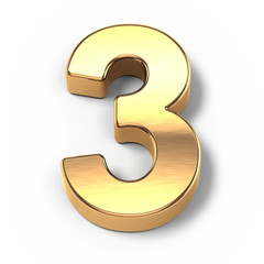 3d Gold metal numbers - number 3