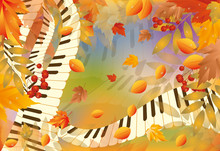 Musical Autumn Card. Vector Illustration