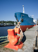 Cargo Ship Tied And Docked