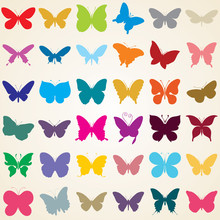 Butterflies Silhouettes, Set Of Various Shaped Butterfly