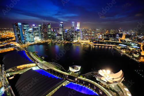 Naklejka samoprzylepna Singapur panoramę miasta w nocy