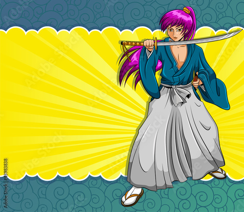 Board z aluminiowym obramowaniem Manga samuraj