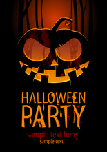 Halloween Party Design Template, With Pumpkin.