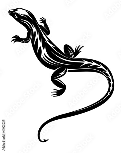 Naklejka dekoracyjna Black lizard reptile