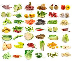  Vegetable collection isolated on a white background.