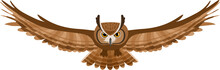 Vector Illustration Of Brown Flying Owl