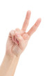 © oly5 - Hand with two fingers up in the peace or victory symbol. Also th