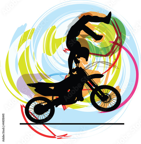 Naklejka - mata magnetyczna na lodówkę Abstract sketch of biker. Vector Illustration