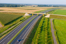 Aerial View Of Highway Near Olesnica Town