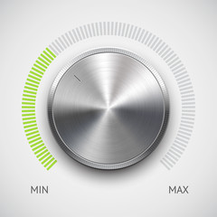 Wall Mural - volume button (music knob) with metal texture (chrome)