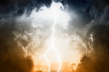 Wall Mural - stormy sky with lightning