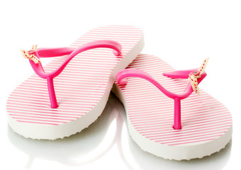 Sticker - pink beach shoes isolated on white.