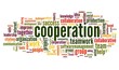 Cooperation concept in word tag cloud on white