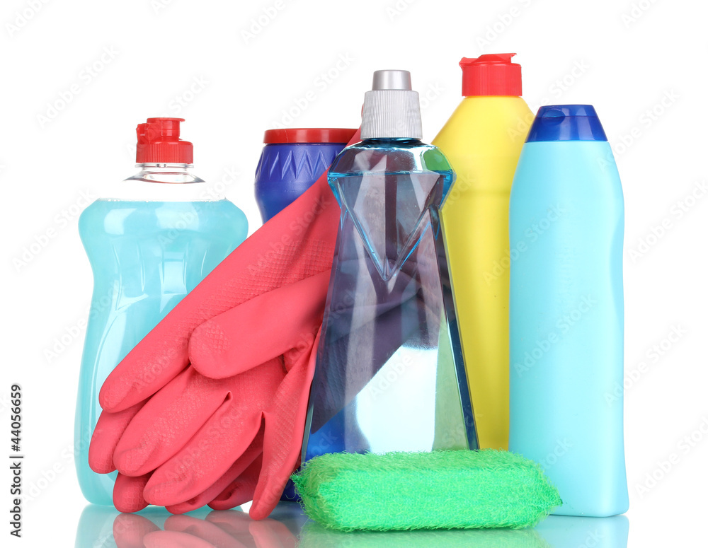 Cleaning items isolated on white