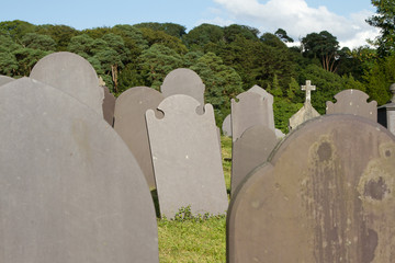 Wall Mural - Slate gravestones.