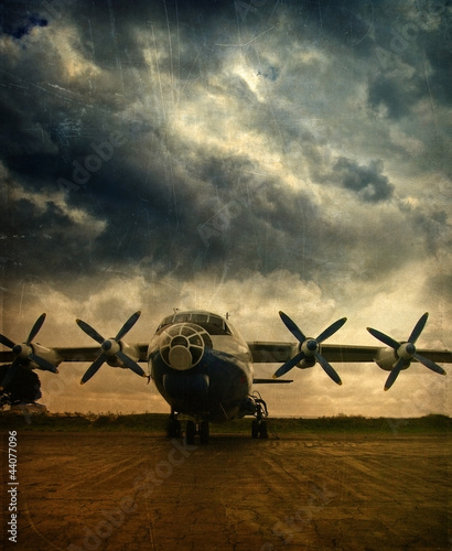 Naklejka na drzwi Retro aviation, grunge background