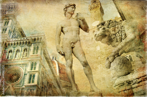 Plakat na papierze fotorealistycznym Piękna florencja - grafika w stylu malarstwa