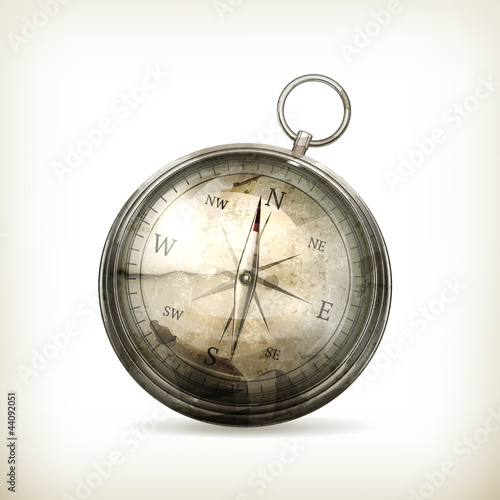 Compass, old-style vector isolated