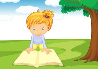 Wall Mural - a girl reading book