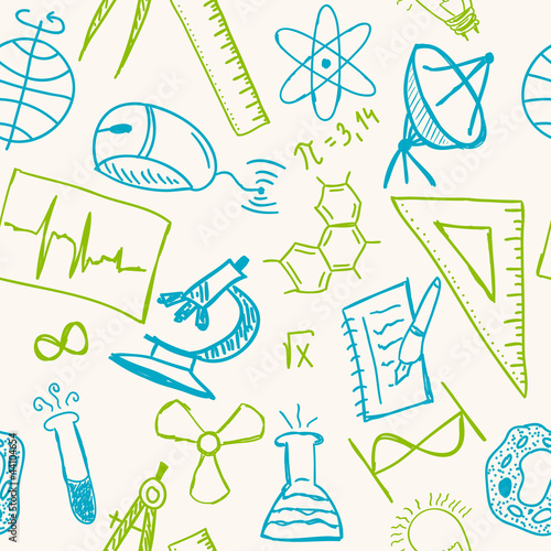 Nowoczesny obraz na płótnie Science drawings on seamless pattern