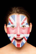 Girl With British Flag Painted On Her Face