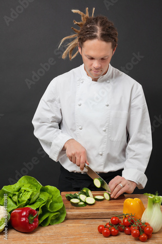 Fotoboard na płycie Szef kuchni z dreadlocks do krojenia