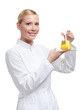 © Karramba Production - Woman doctor hands conical flask with yellow liquid