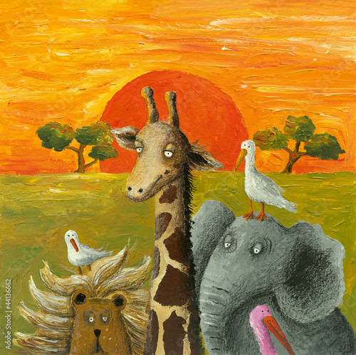 Obraz w ramie Animals in African Savanna