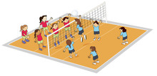 Girls Playing Volley Ball