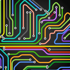 Poster - Abstract background of color metro lines with arrows