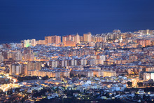 Aerial View Of Fuengirola At Night. Andalusia Spain