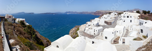 Board z aluminiowym obramowaniem Widok na santorini