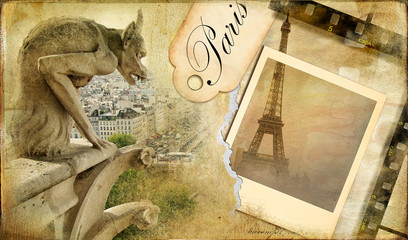 Fototapete - vintage almum - memories about Paris